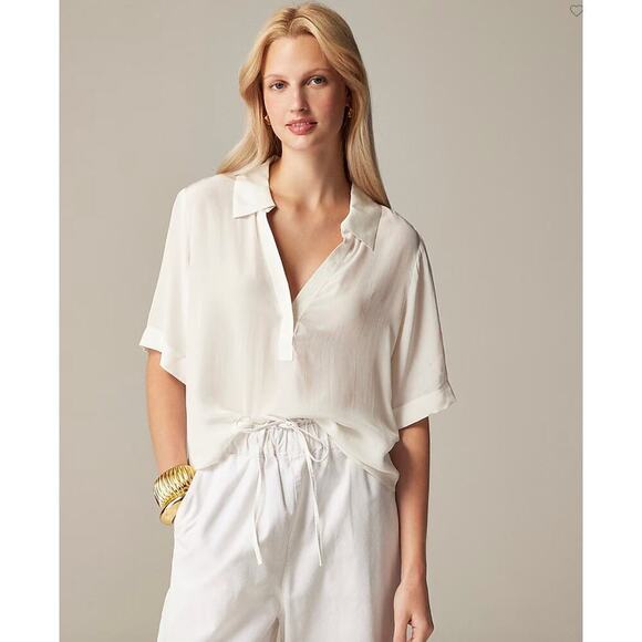 J. Crew Bungalow popover top in crepe de chine NWT - Picture 1 of 5